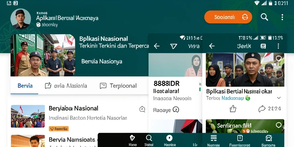 Tampilan antarmuka aplikasi 888IDR dengan berita nasional terupdate.