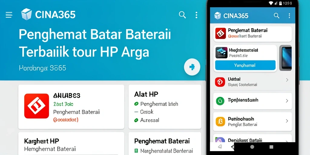 Antarmuka aplikasi CINA365 dengan fitur Penghemat Baterai yang canggih.