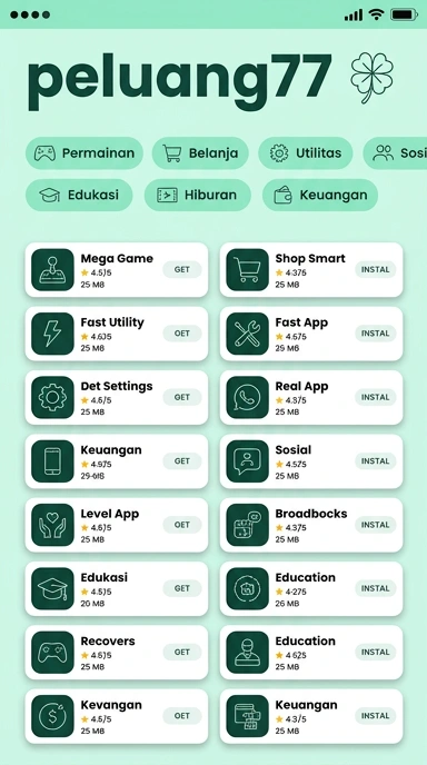 Tampilan katalog aplikasi peluang77