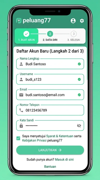 Tampilan halaman daftar peluang77