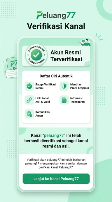 Tampilan kanal resmi peluang77